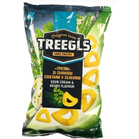Снеки кукурудзяні TREEGLS зі смаком сметани з зеленню 75г